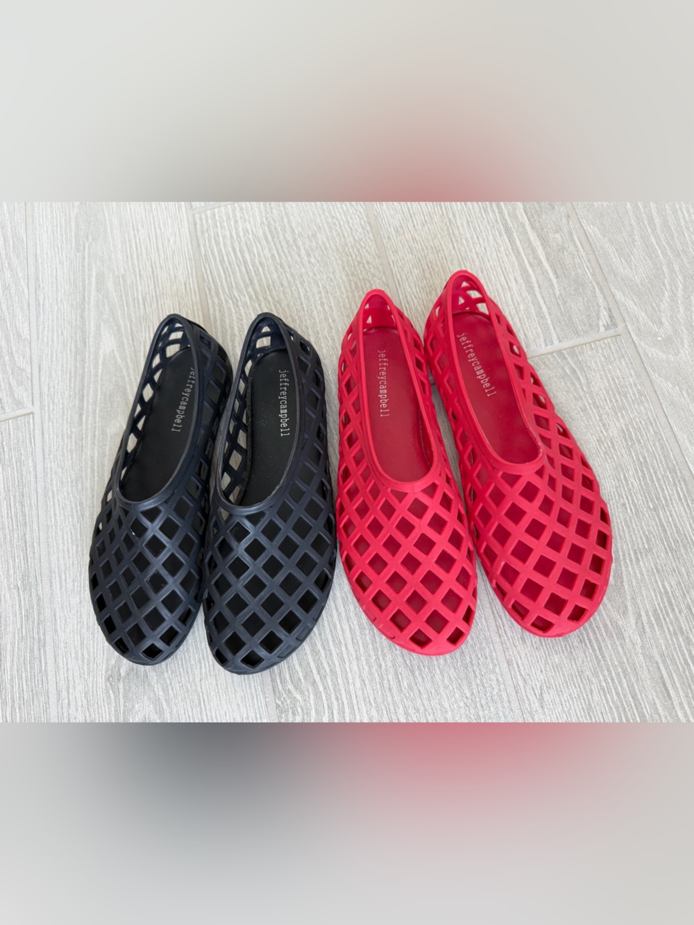 JEFFREY CAMPBELL Netted Jelly Flats Red & Black Size 6 VGUC